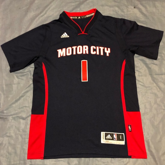 NBA Detroit Pistons motor city Reggie Jackson stitched Adidas swingman jersey - Picture 1 of 6